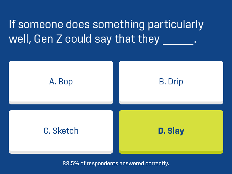Quiz question about the definition of the word slay.