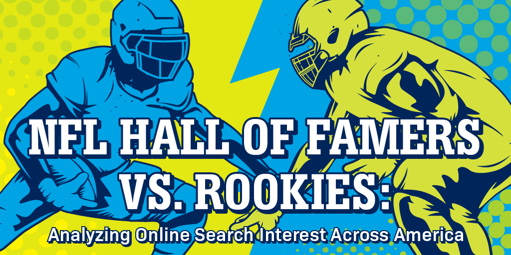 Title graphic for a blog about the most popular NFL rookies and Hall of Famers.