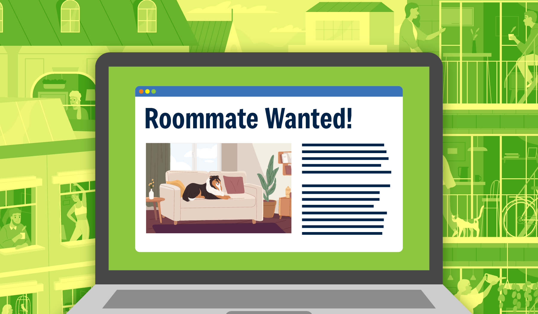  Header image for a blog about which U.S. cities have the most opportunities for finding a roommate.