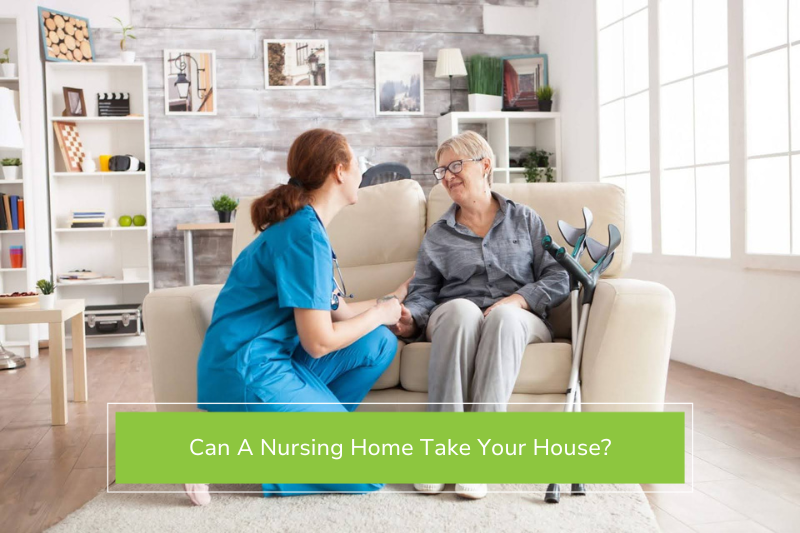 Woman in a nursing home with a caretaker