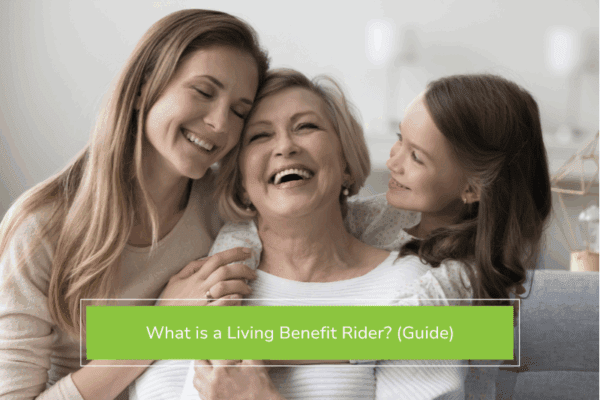 Woman with her family after getting a living benefit rider added to her life insurance policy