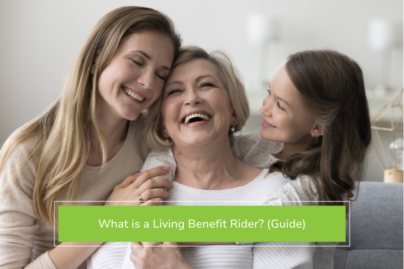 Woman with her family after getting a living benefit rider added to her life insurance policy