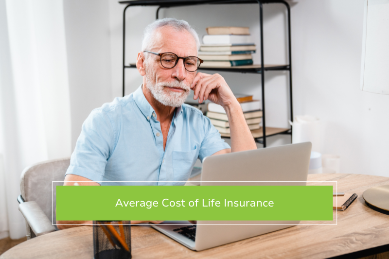 Older man reviewing the average cost of life insurance on his laptop