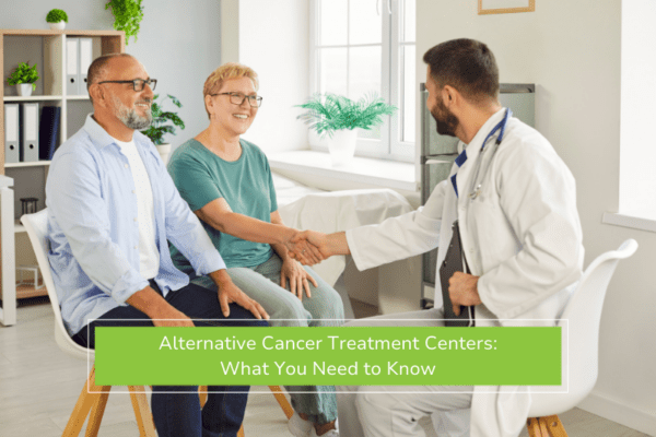 Doctor discussing alternative cancer treatment centers with patient and family member