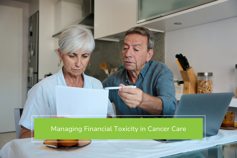 Older couple managing financial toxicity in cancer care at home